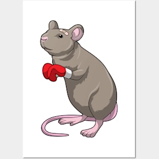 Mouse at Boxing with Boxing gloves Posters and Art